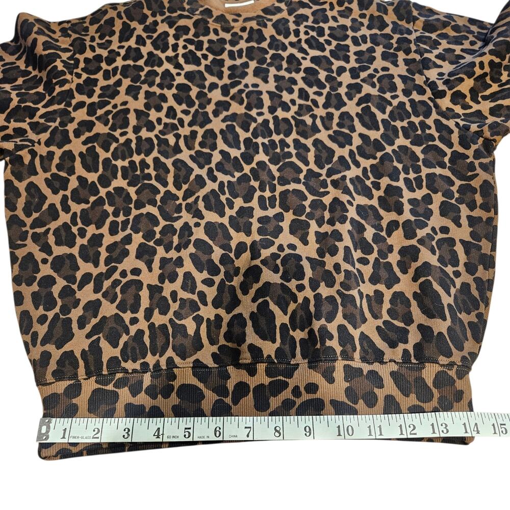Women's Clare V Oversized Sweatshirt Animal Print Chocolate Double Jag XS - Picture 14 of 16